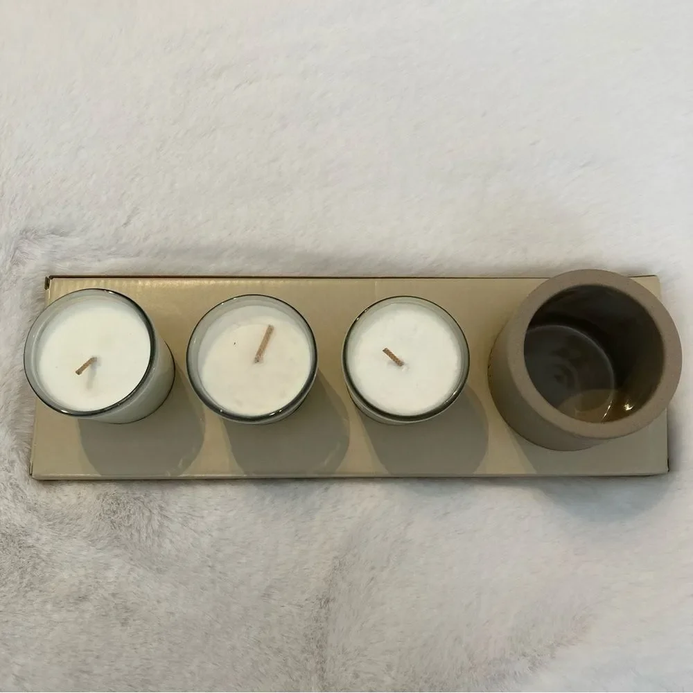 Haps Mood Care Votive Trio Candles Set of 3 Reusable Ceramic Sand Vessel